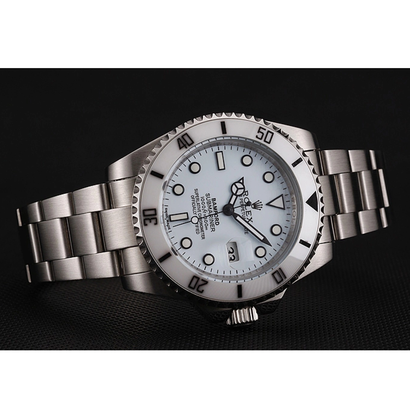 Rolex aaa copy Swiss White Steel Bamford Rolex Dial Bracelet Stainless 1453978 Submariner 0703